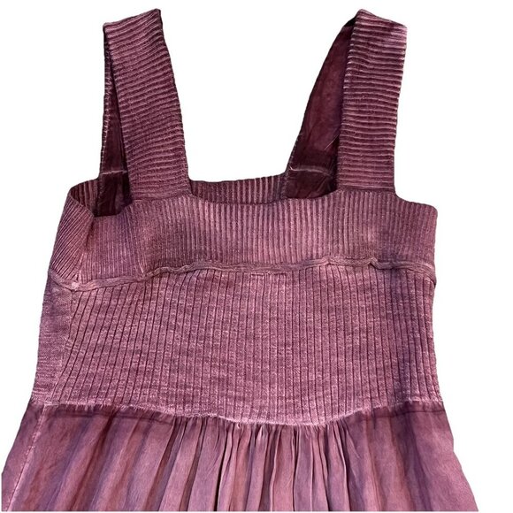 Anthropologie Eloise Silk Tiered Dress Size Small Purple Garment Dyed Midi - Picture 3 of 10